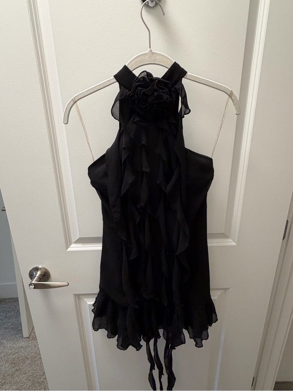 PEPPERMAYO Black Ruffle Mini Dress